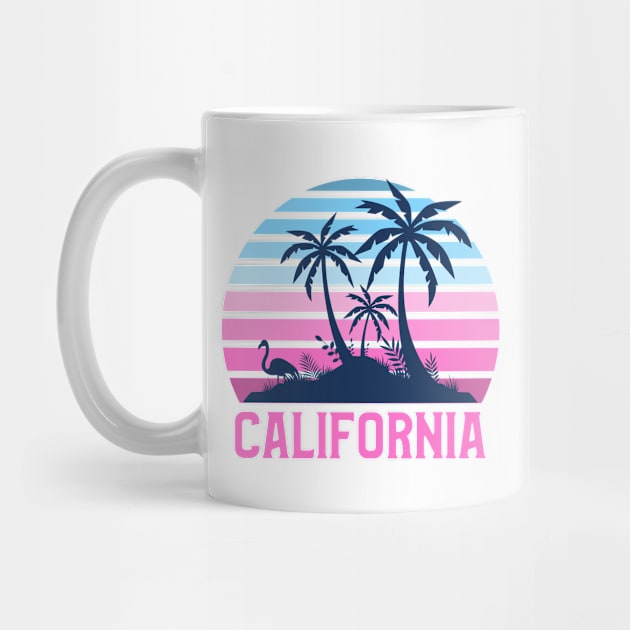 California Sunset, Orange and Blue Sun, Gift for sunset lovers T-shirt, Palm Trees Pink and Blue by AbsurdStore